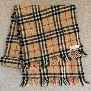 Burberry Beige and Black Checkered Scarf